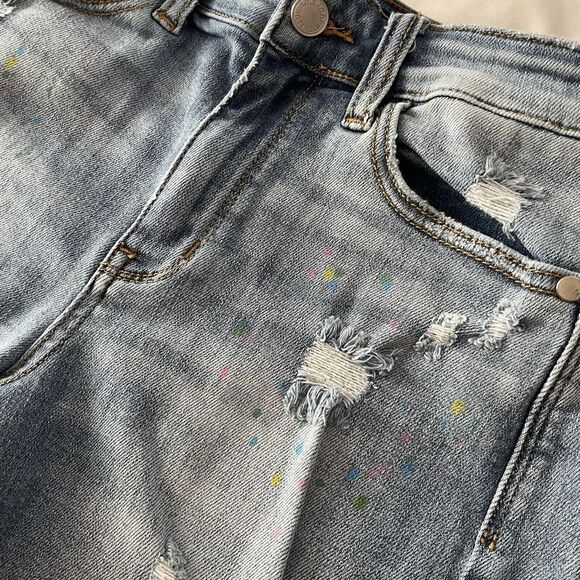 Judy Blue Paint Splatter‎ Jean Shorts Small S Distressed Freyed Casual Jorts - Picture 1 of 6